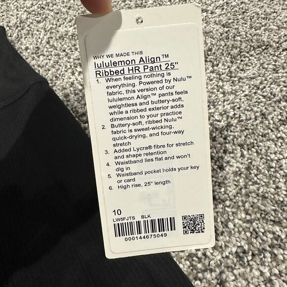 LULULEMON Align High-Rise Ribbed Pant 25" Size 10, Black - Picture 7 of 7